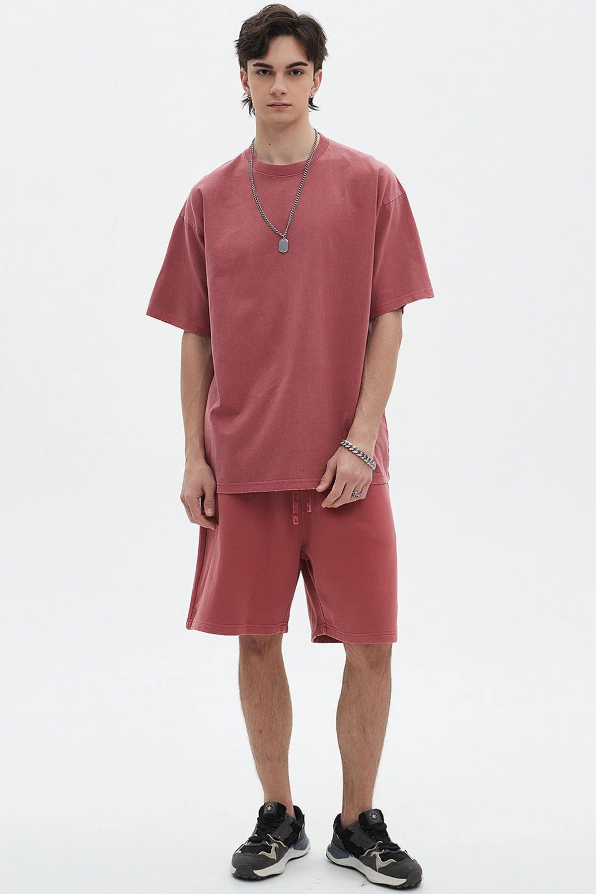 Washed Dyed Vintage T-shirt And Shorts Set