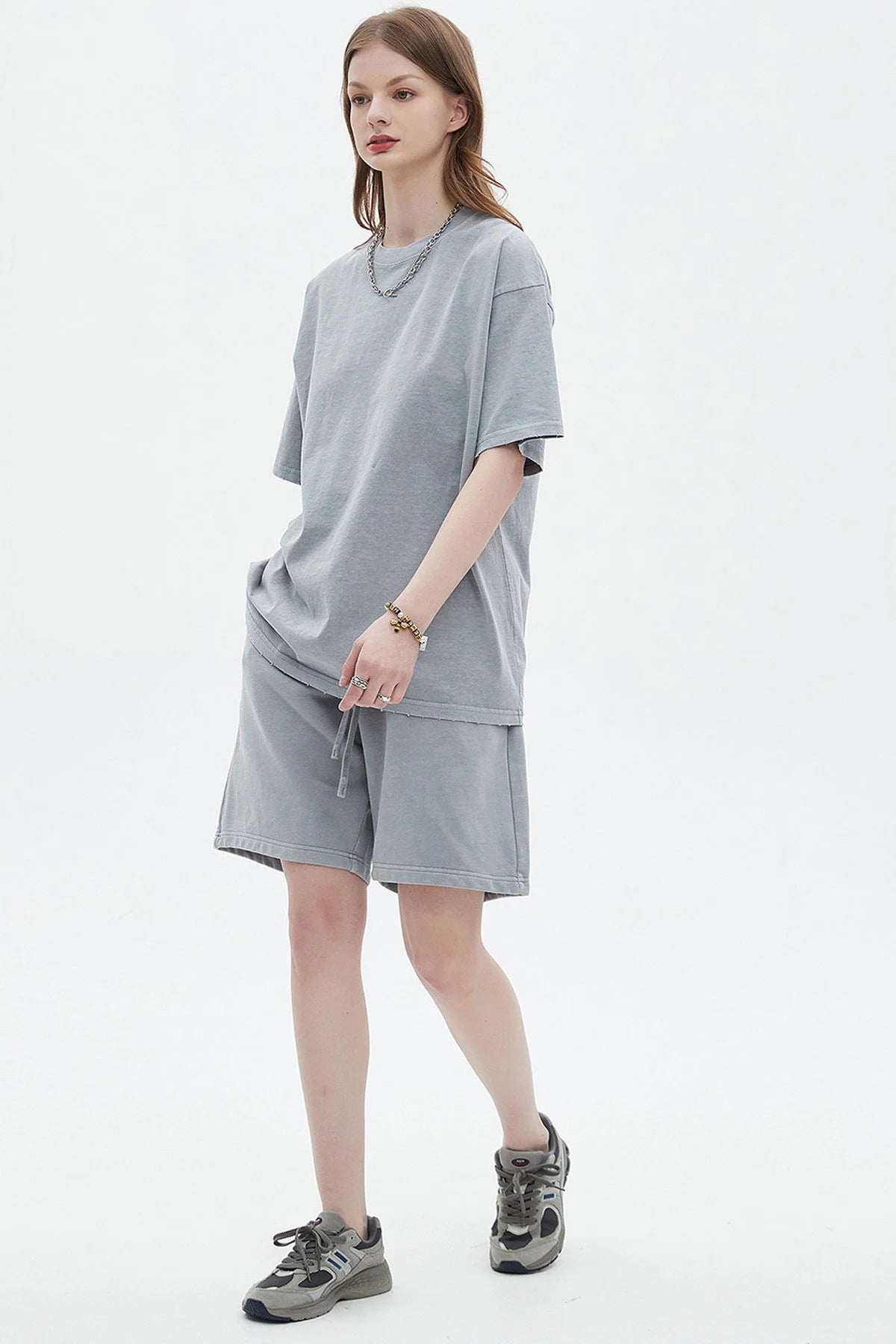 Washed Dyed Vintage T-shirt And Shorts Set