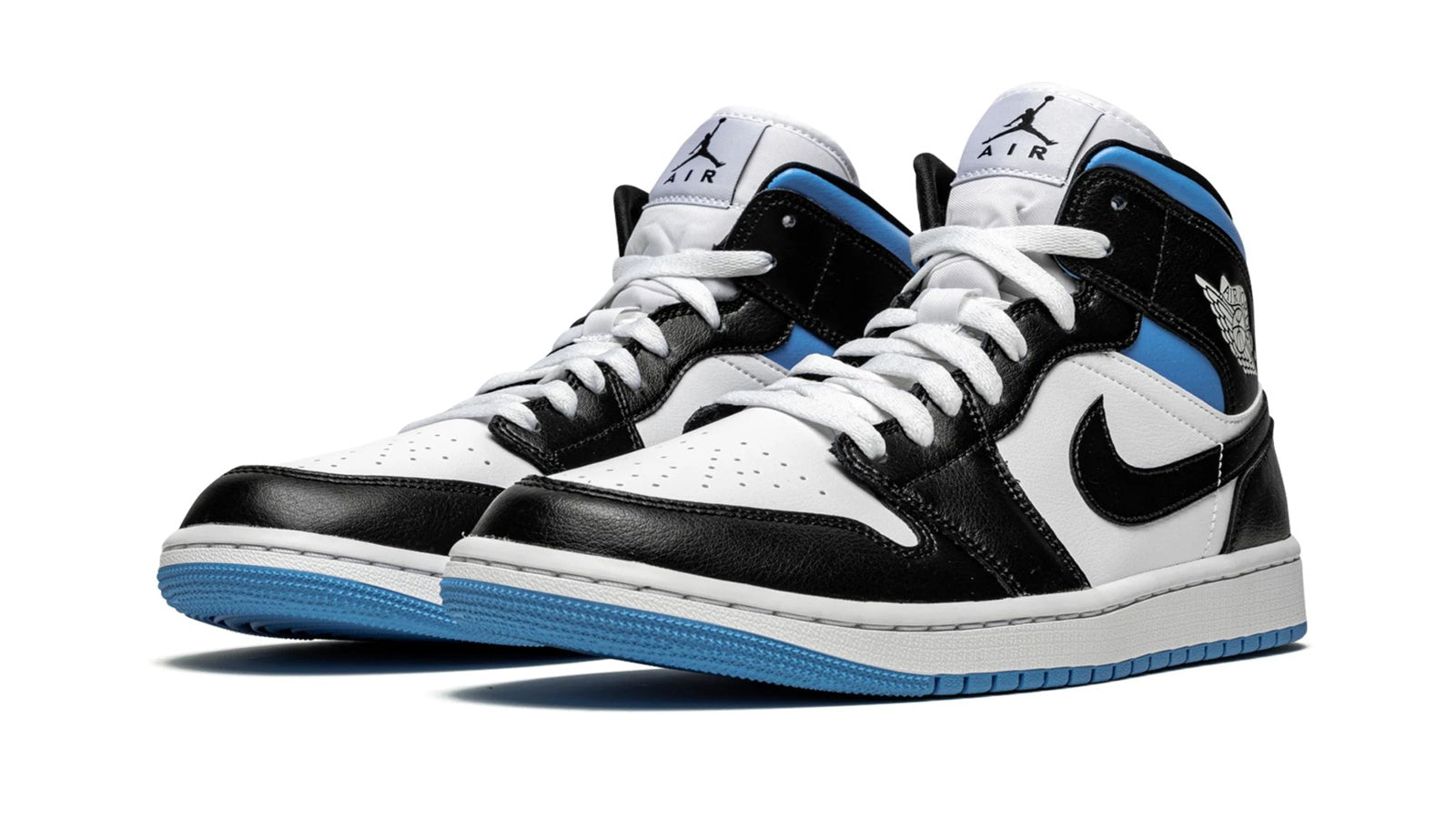 AIR JORDAN 1 MID WMNS "Black / White / University Blue"