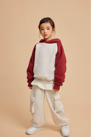 365G Color Block Cotton Kids Hoodie