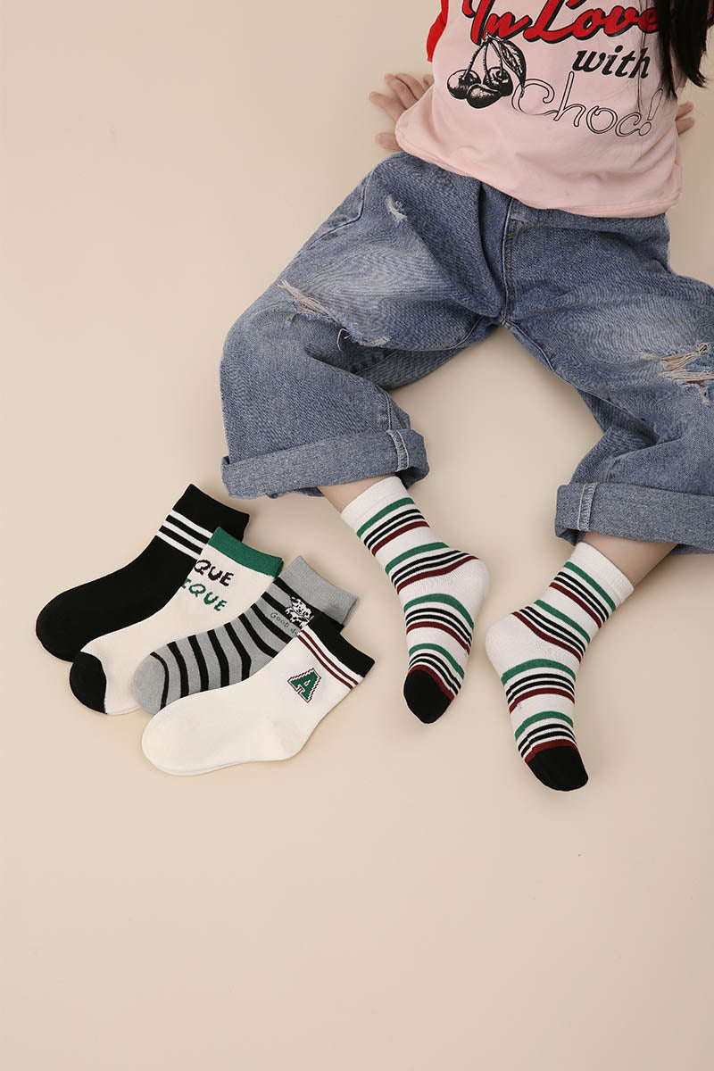 Striped Puppy Kids Socks