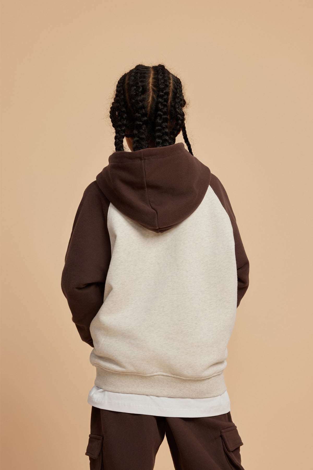 365G Color Block Cotton Kids Hoodie