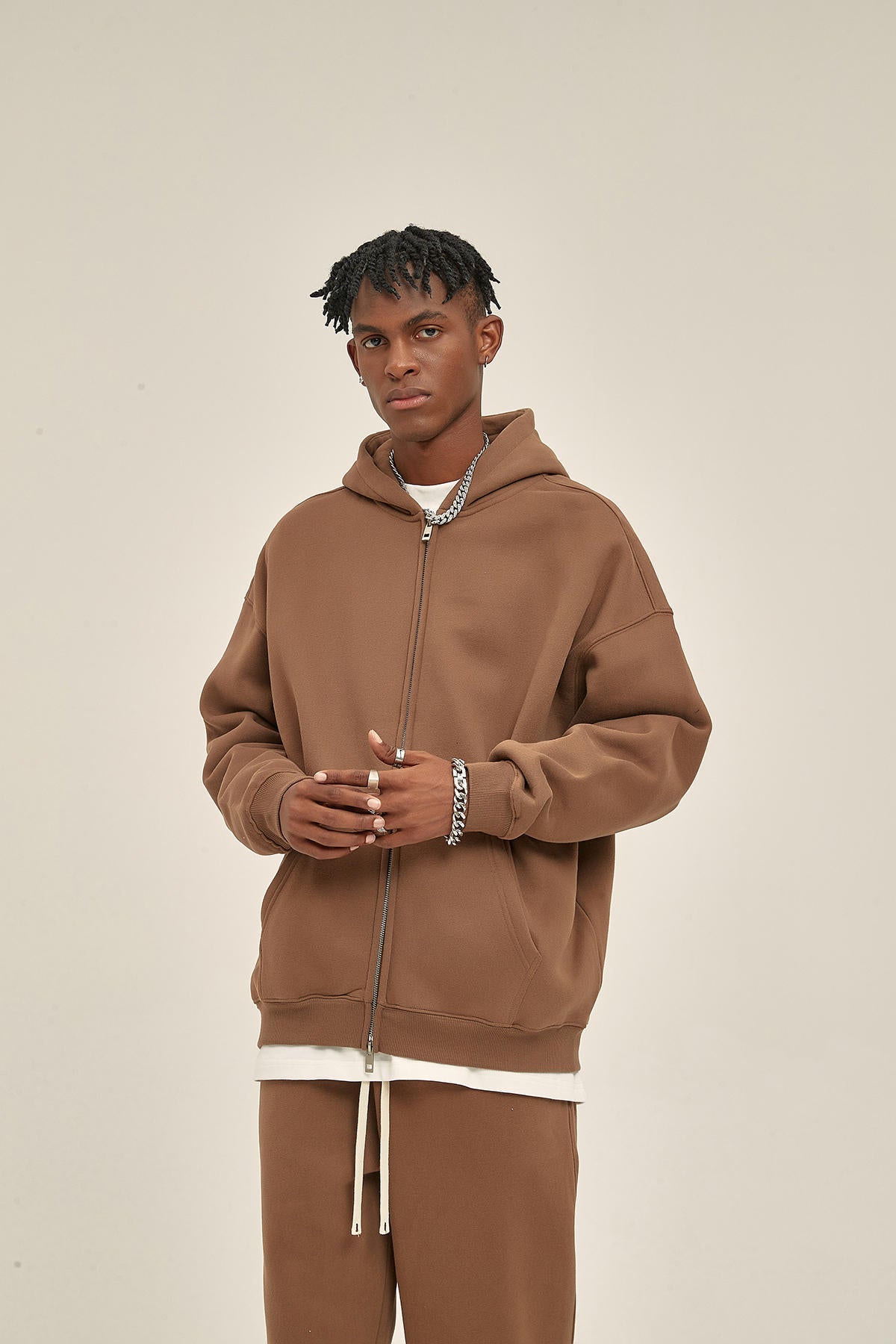 350G Fleece Zip Men Hoodie