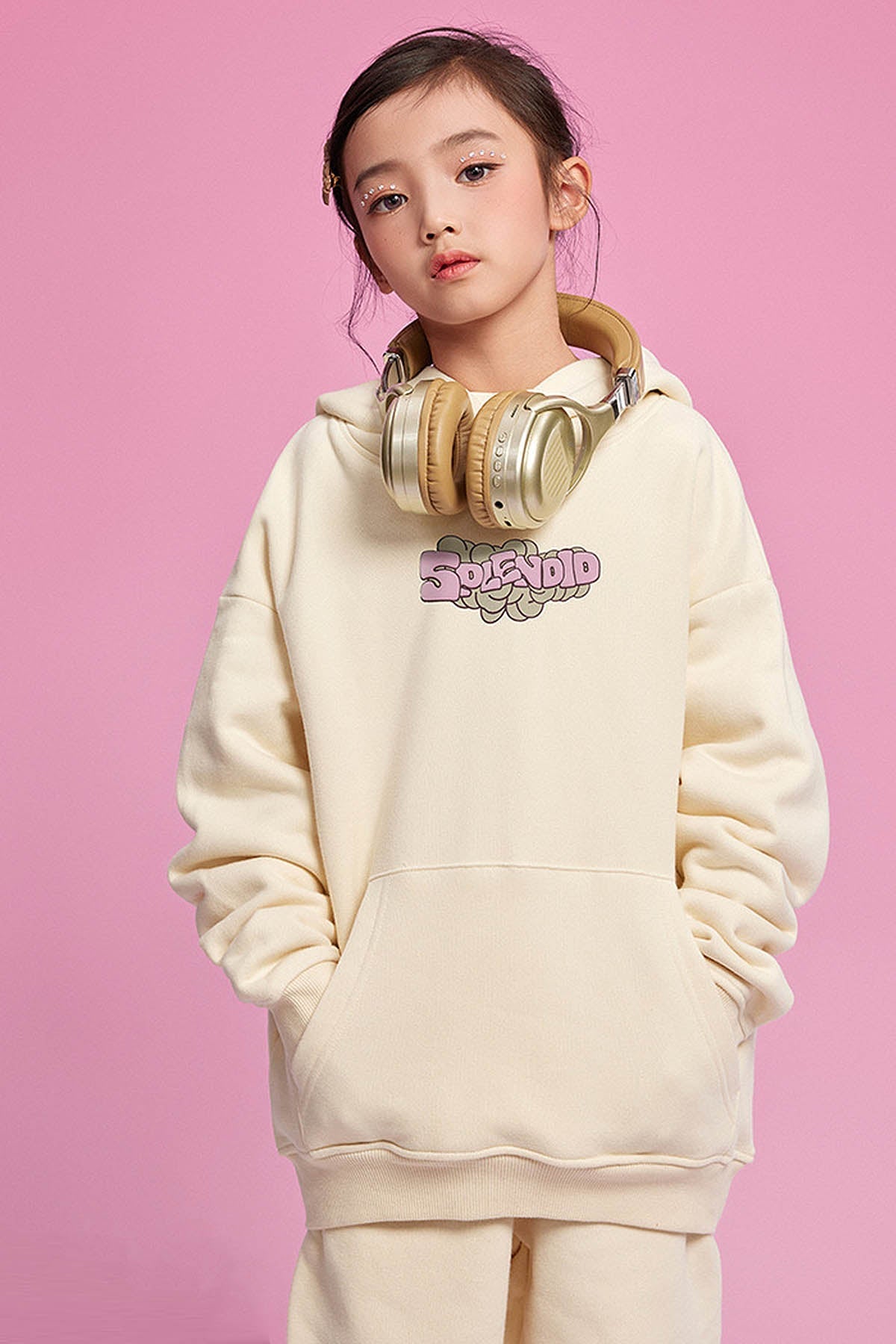 365G Heavyweight Fleece Letter Print Hoodie