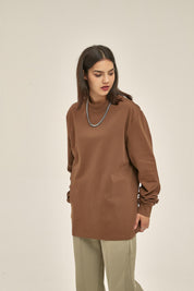 345G High Neckline Women Long Sleeve T-Shirt