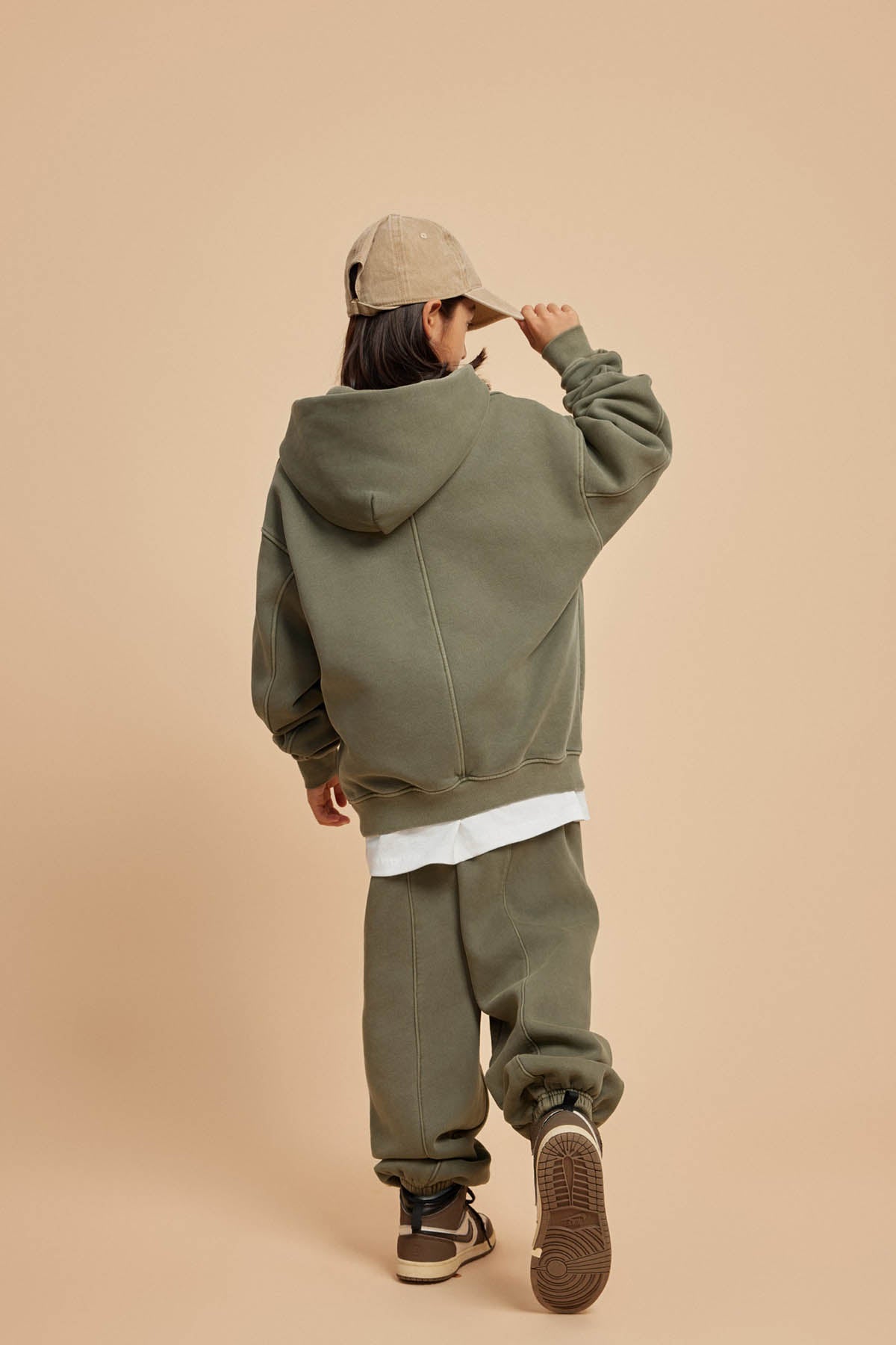 355G Fleece Washed Distressed Kids Hoodie