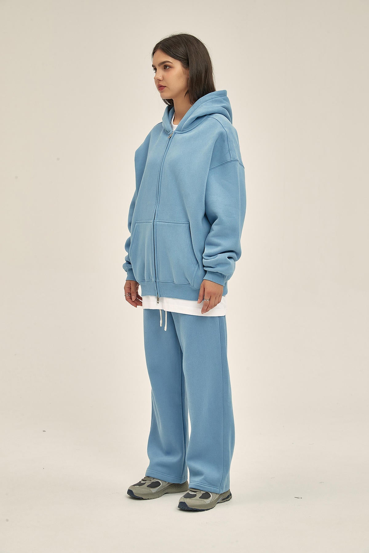 350G Fleece Zip Women Hoodie