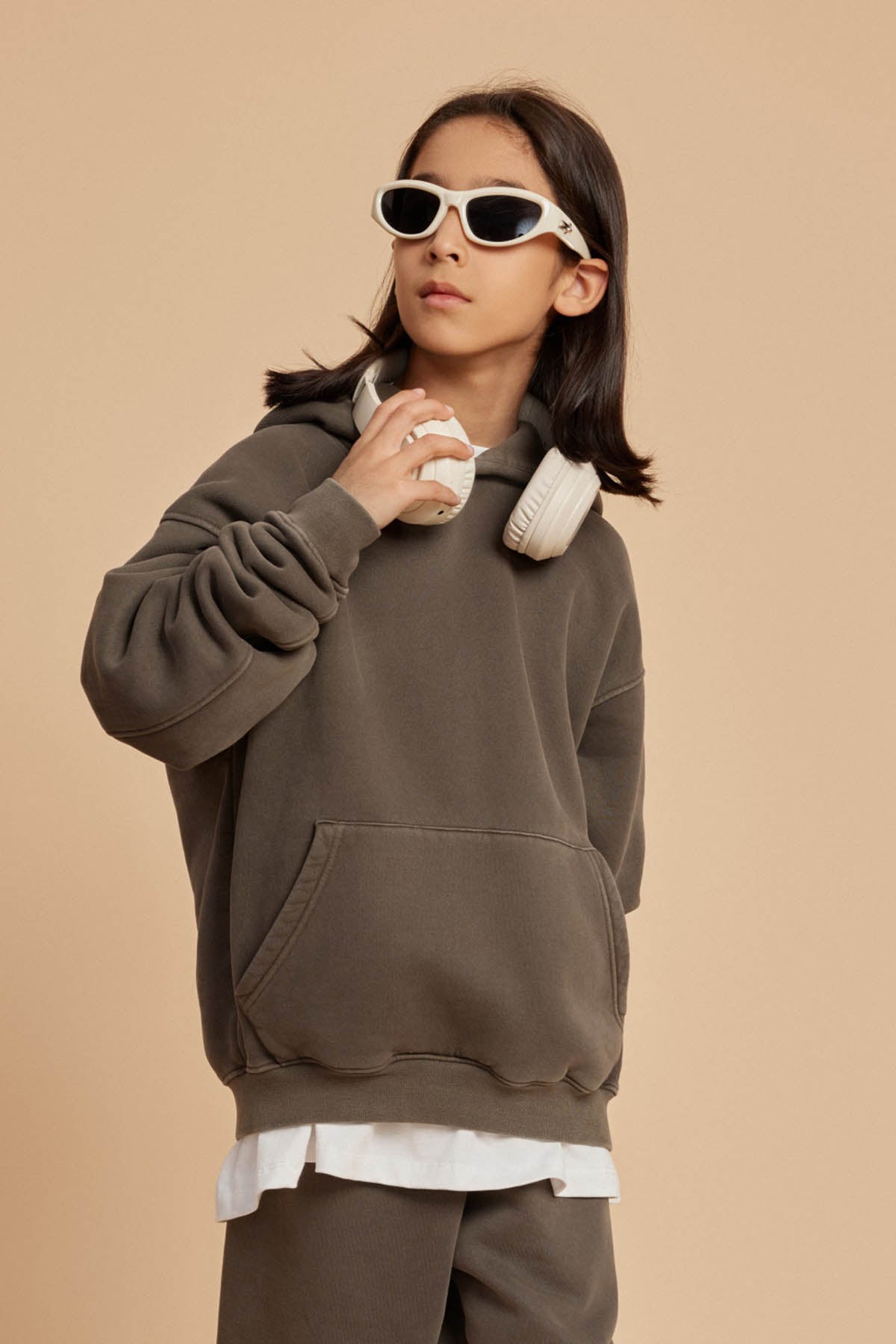 355G Fleece Washed Distressed Kids Hoodie