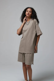 Pure Cotton Leisure T-shirt And Shorts Set