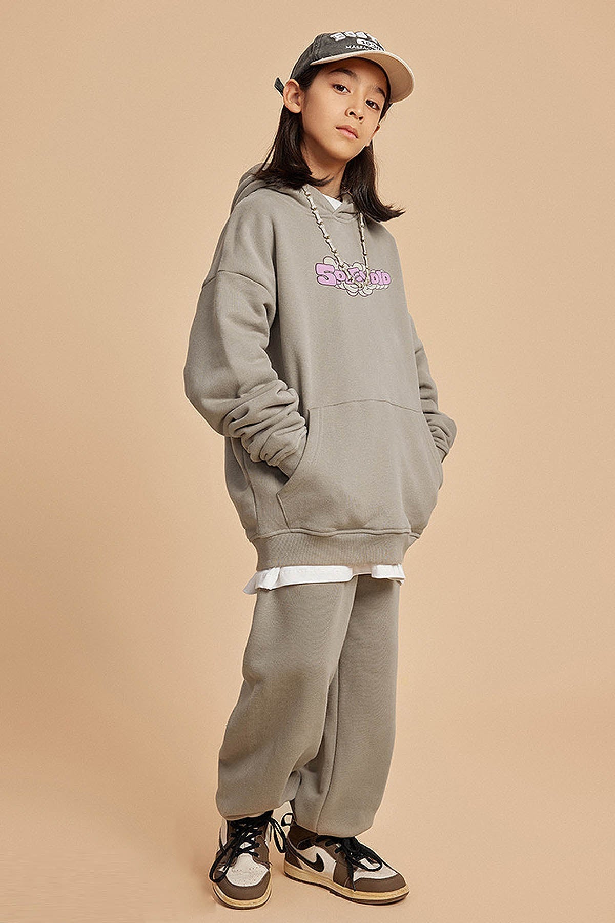 365G Heavyweight Fleece Letter Print Hoodie