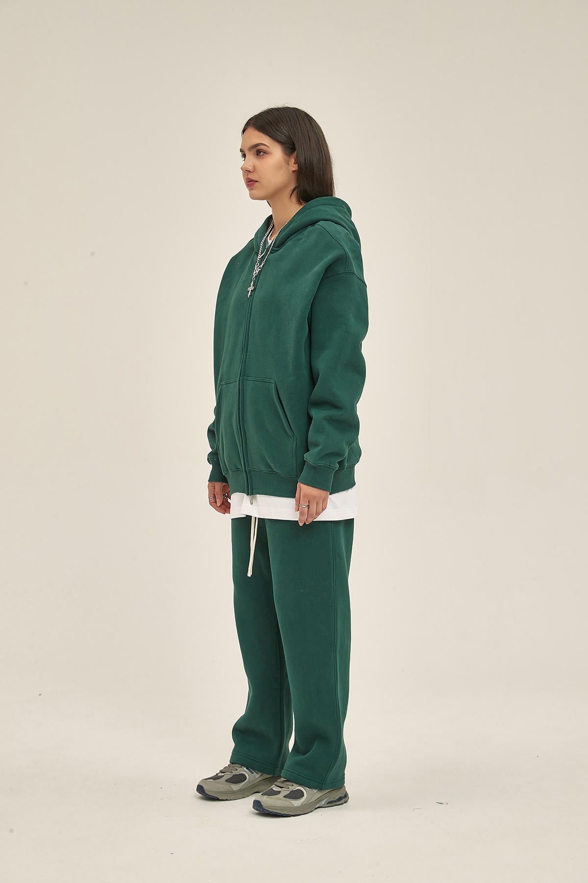 350G Fleece Zip Women Hoodie