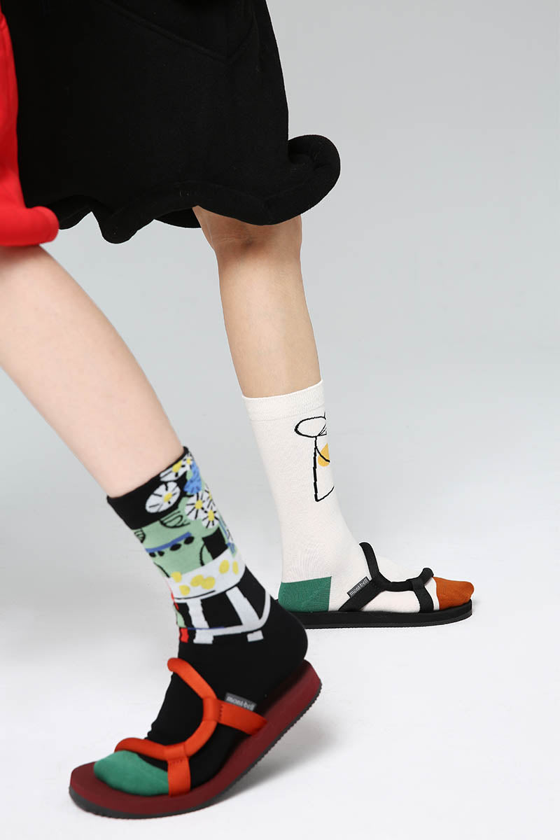 Black Abstract Pattern Women Socks