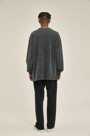 250G Washed Silhouette Print Men Long-Sleeved Sweatshirt
