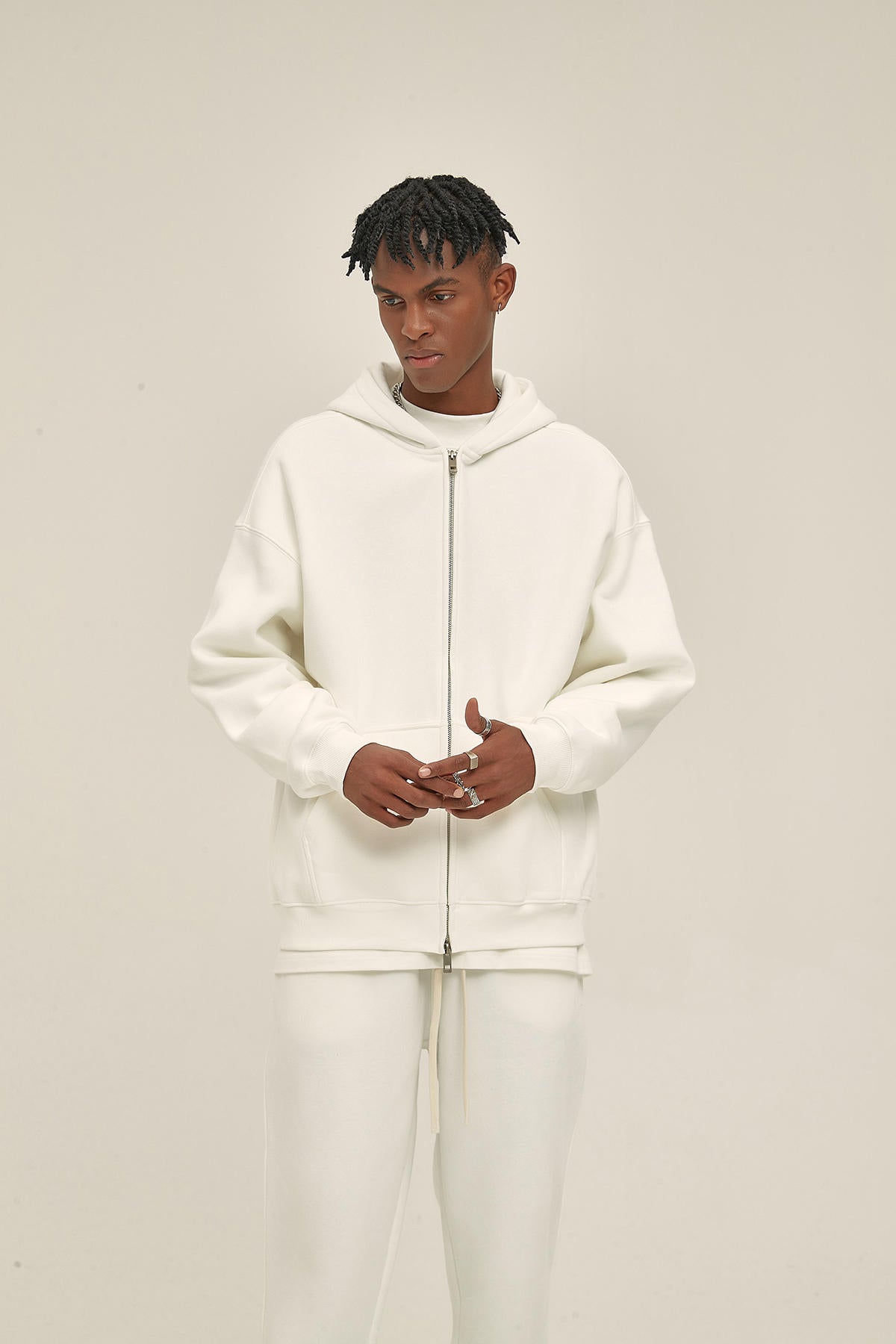 350G Fleece Zip Men Hoodie