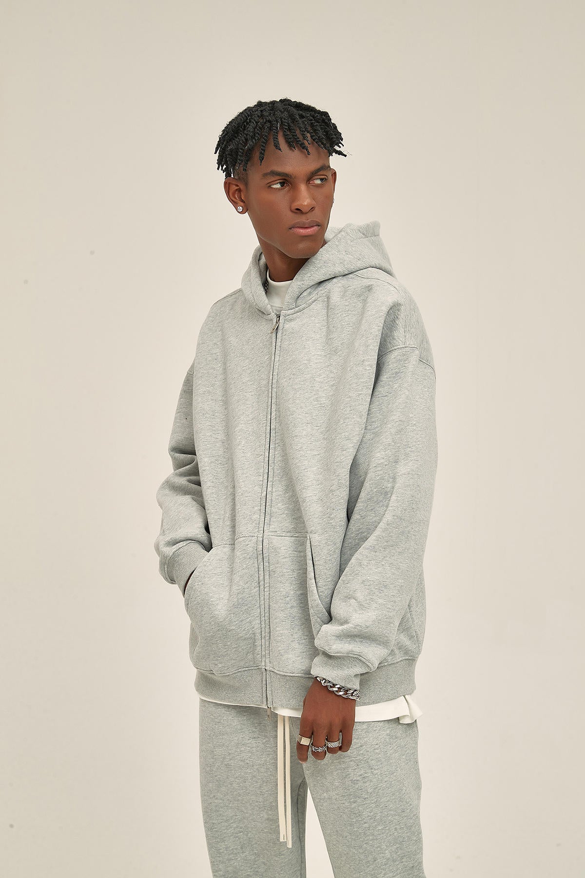 350G Fleece Zip Men Hoodie