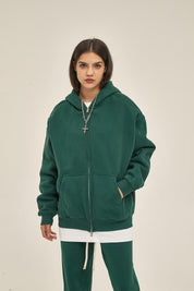 350G Fleece Zip Women Hoodie