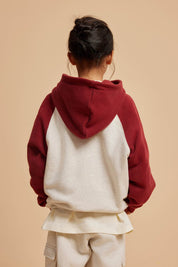 365G Color Block Cotton Kids Hoodie