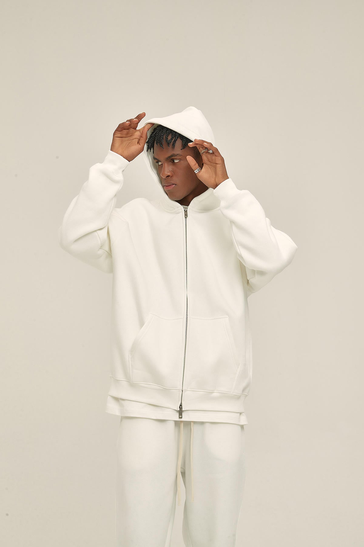 350G Fleece Zip Men Hoodie