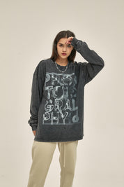 250G Retro Letter Print Women Long-Sleeved Sweatshirt