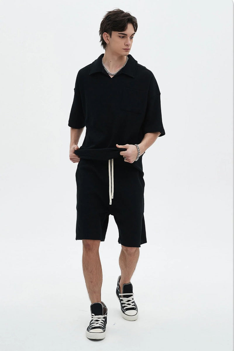 Breathable Waffle T-shirt And Shorts Set