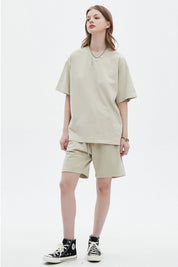 Washed Distressed  T-shirt And Shorts Set