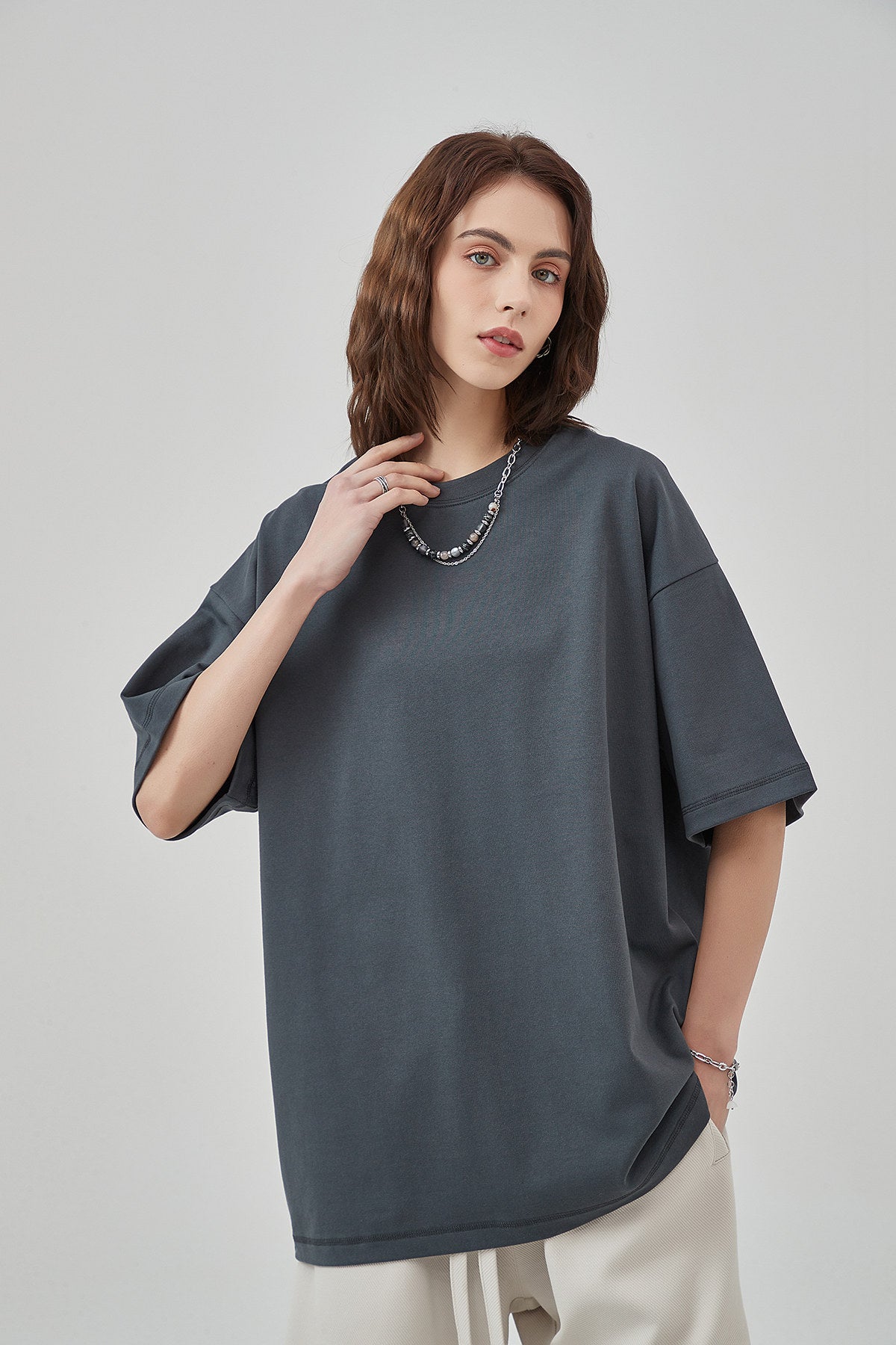 385G Loose Cotton Women T-shirt