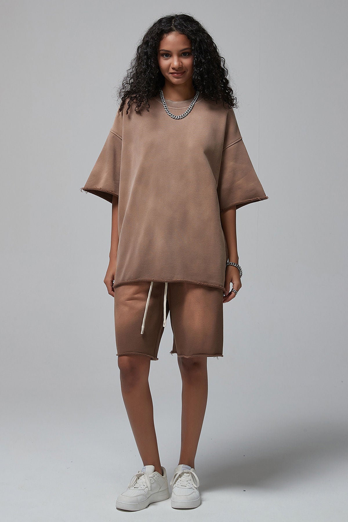 Dyed Washed Loose T-shirt And Shorts Set