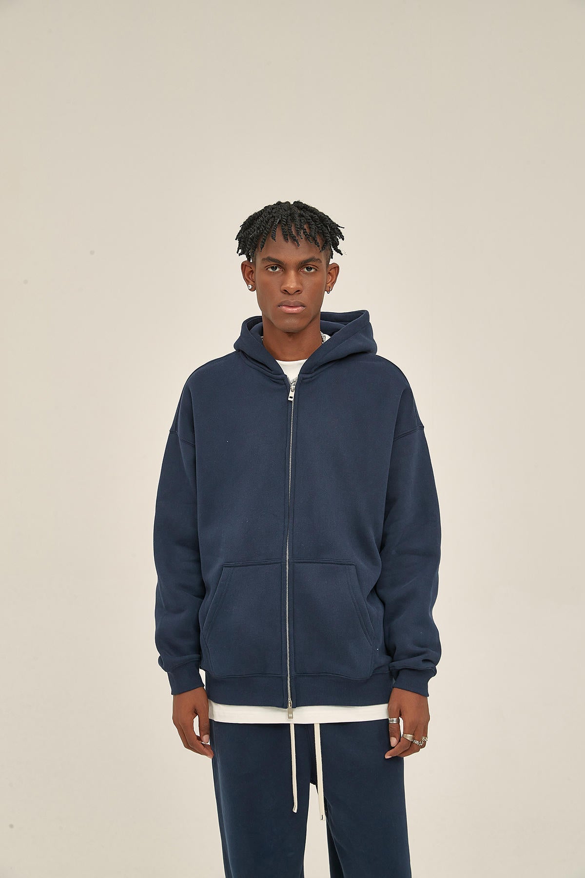 350G Fleece Zip Men Hoodie