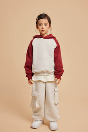 365G Color Block Cotton Kids Hoodie