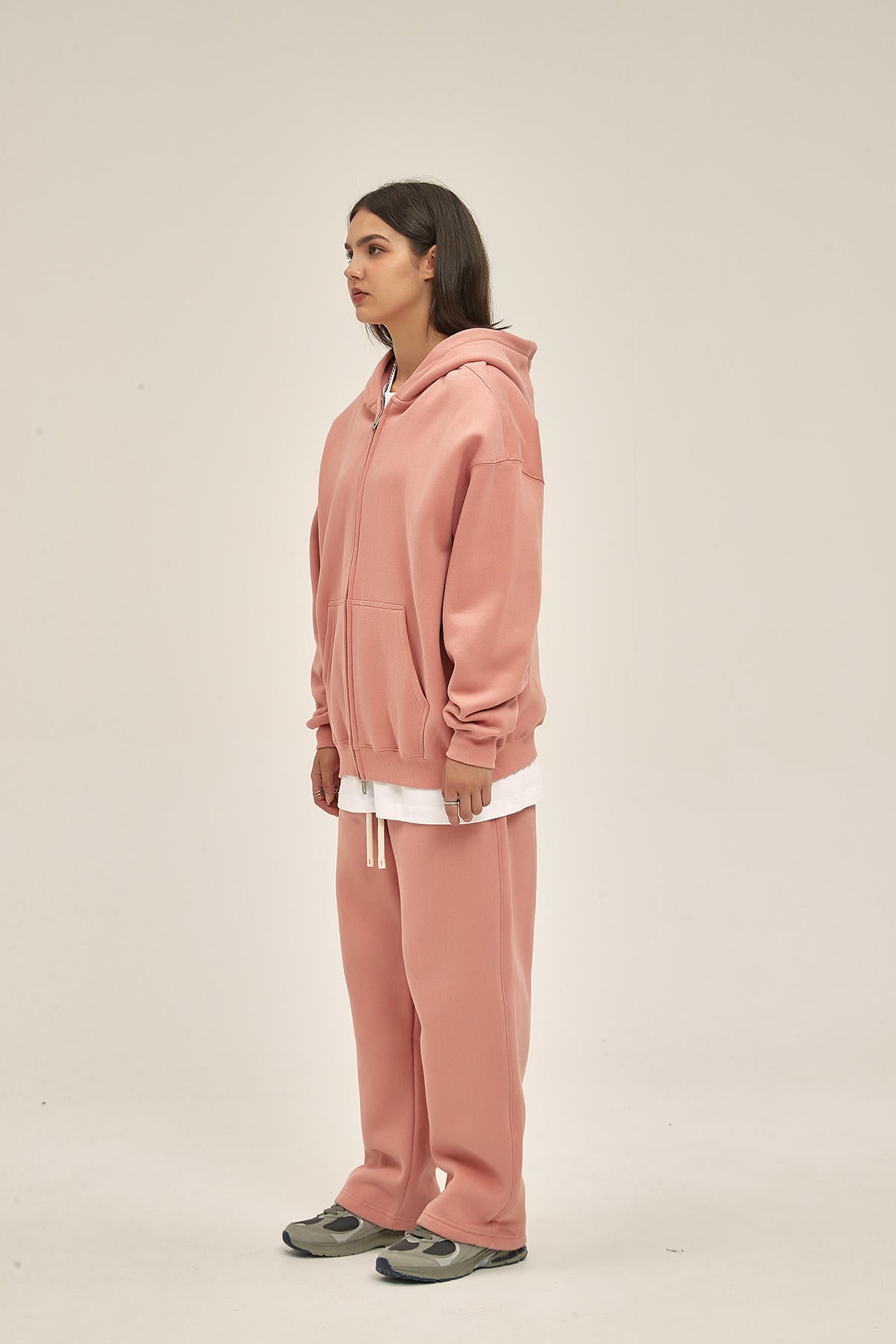 350G Fleece Zip Women Hoodie