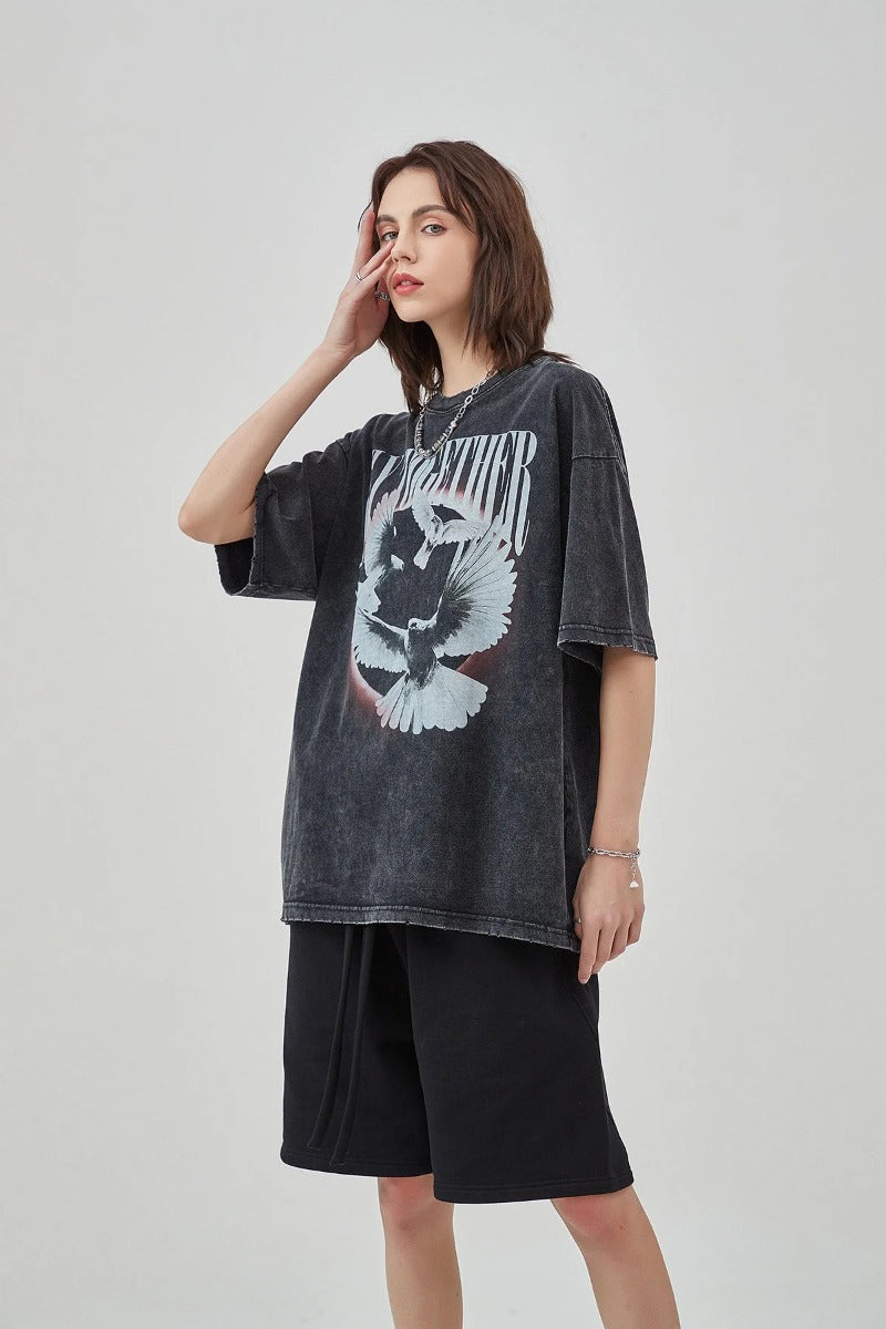 Dove Print Loose Women T-Shirt