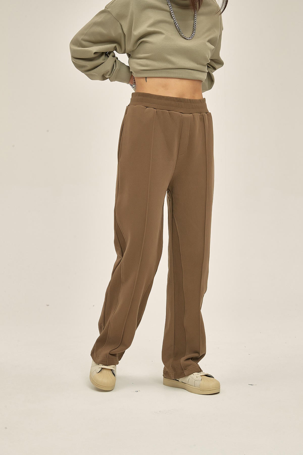 365G Straight Drawstring Loose Sports Women Pants