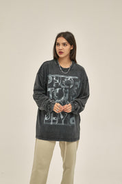 250G Retro Letter Print Women Long-Sleeved Sweatshirt