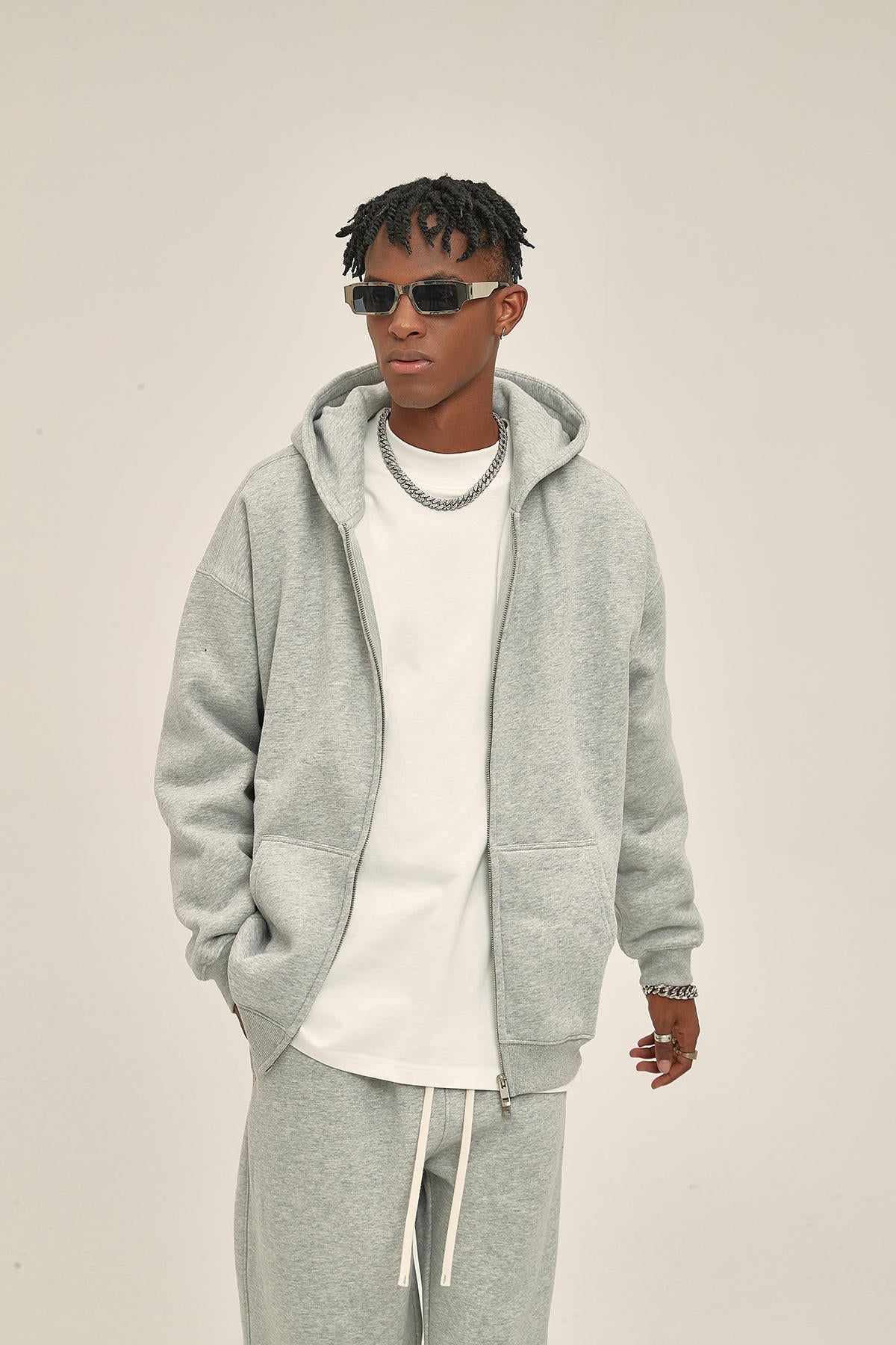 350G Fleece Zip Men Hoodie