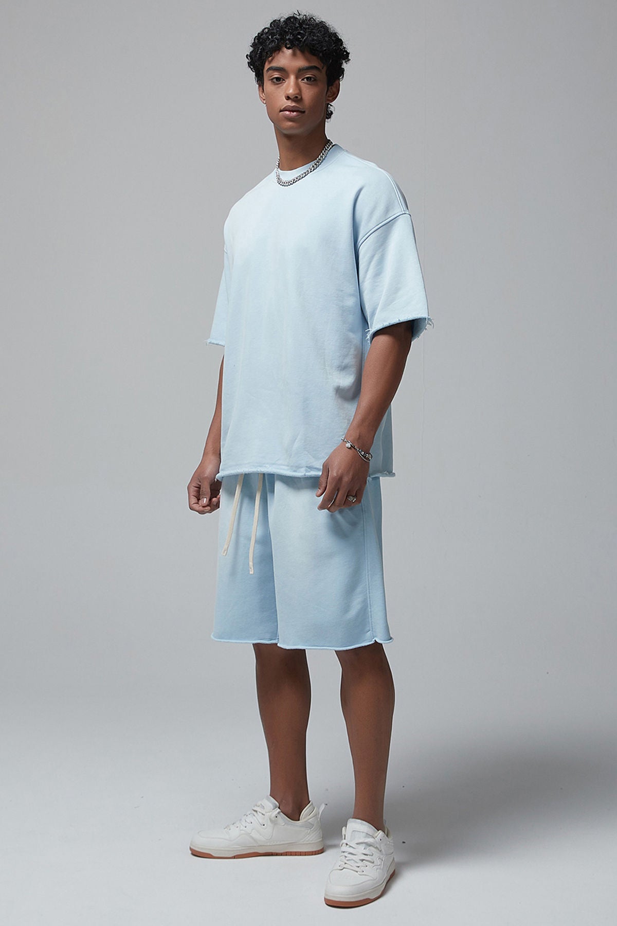 Dyed Washed Loose T-shirt And Shorts Set