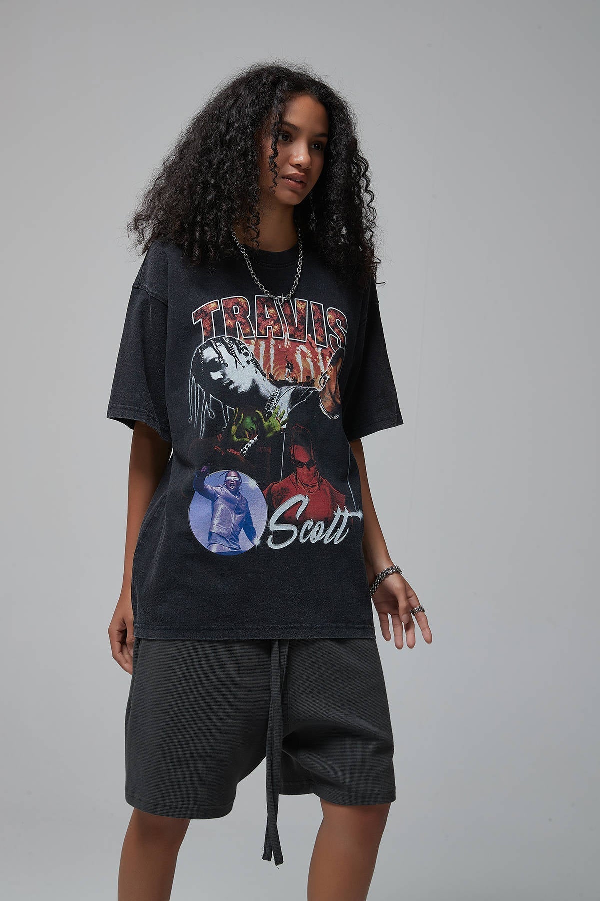 Travis Scott Distressed Print Women T-Shirt