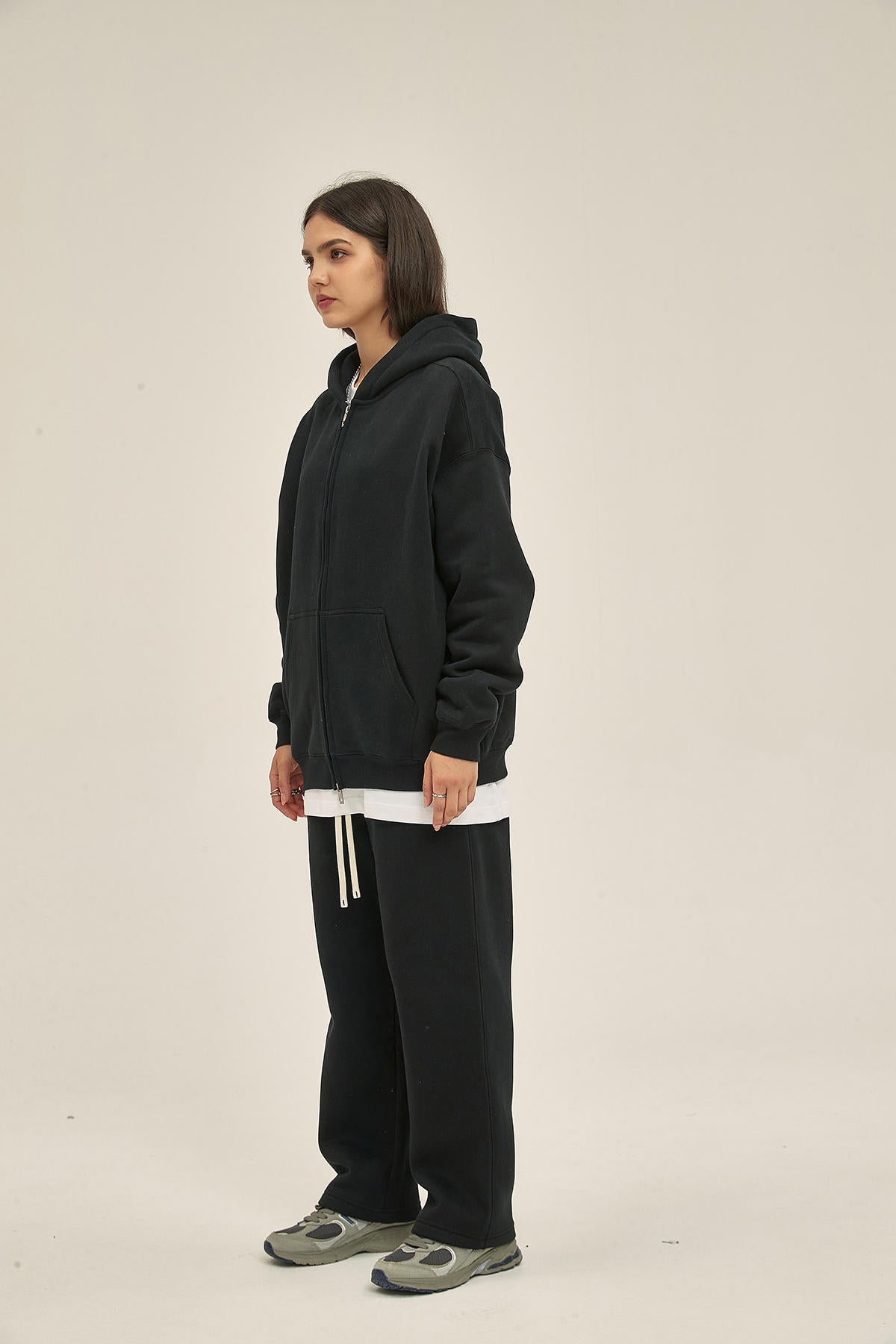 350G Fleece Zip Women Hoodie