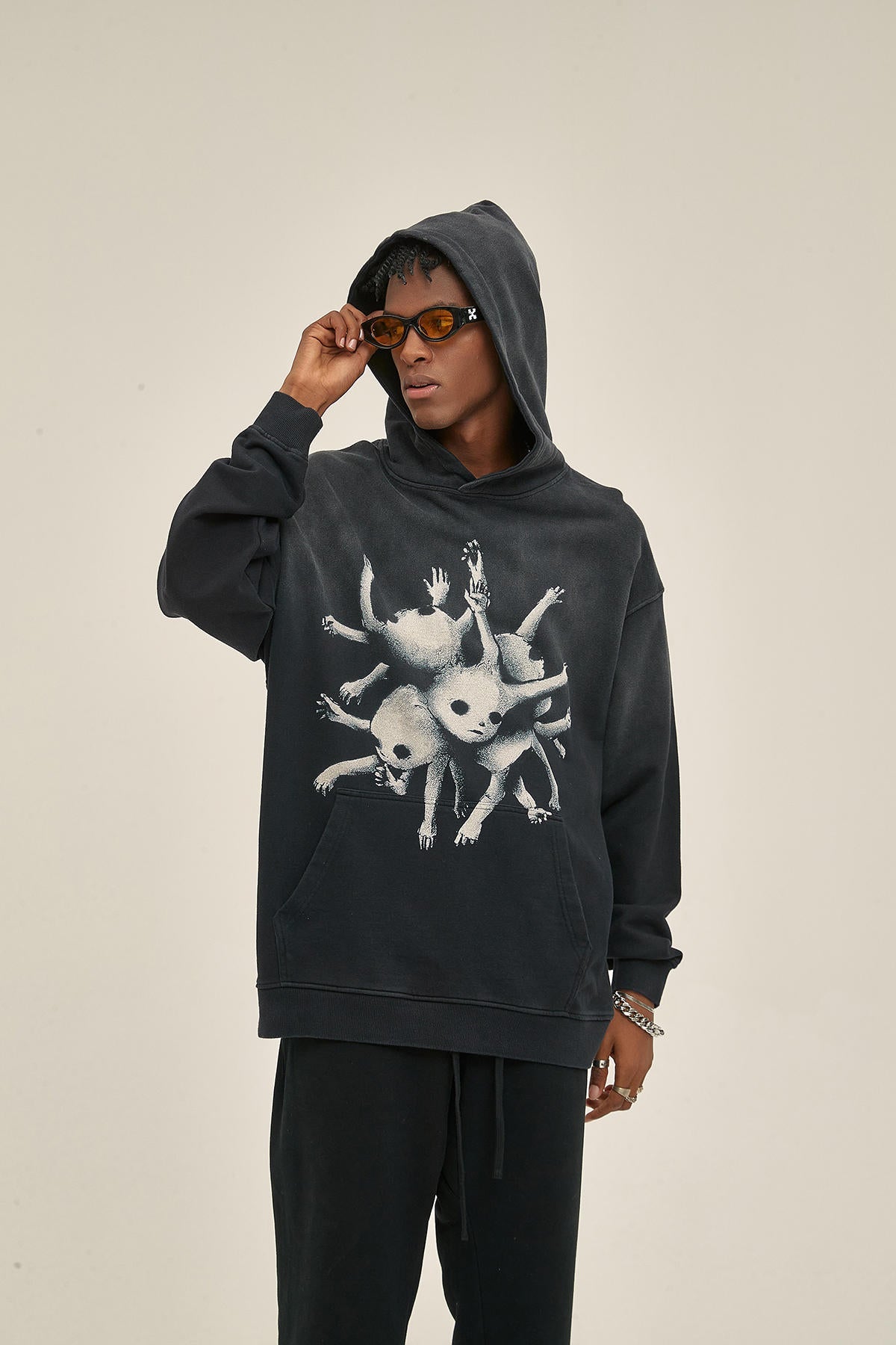 420G Retro Abstract Graphic Men Hoodie