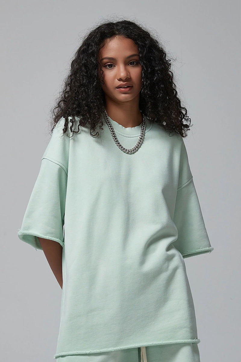 Dyed Washed Loose T-shirt And Shorts Set